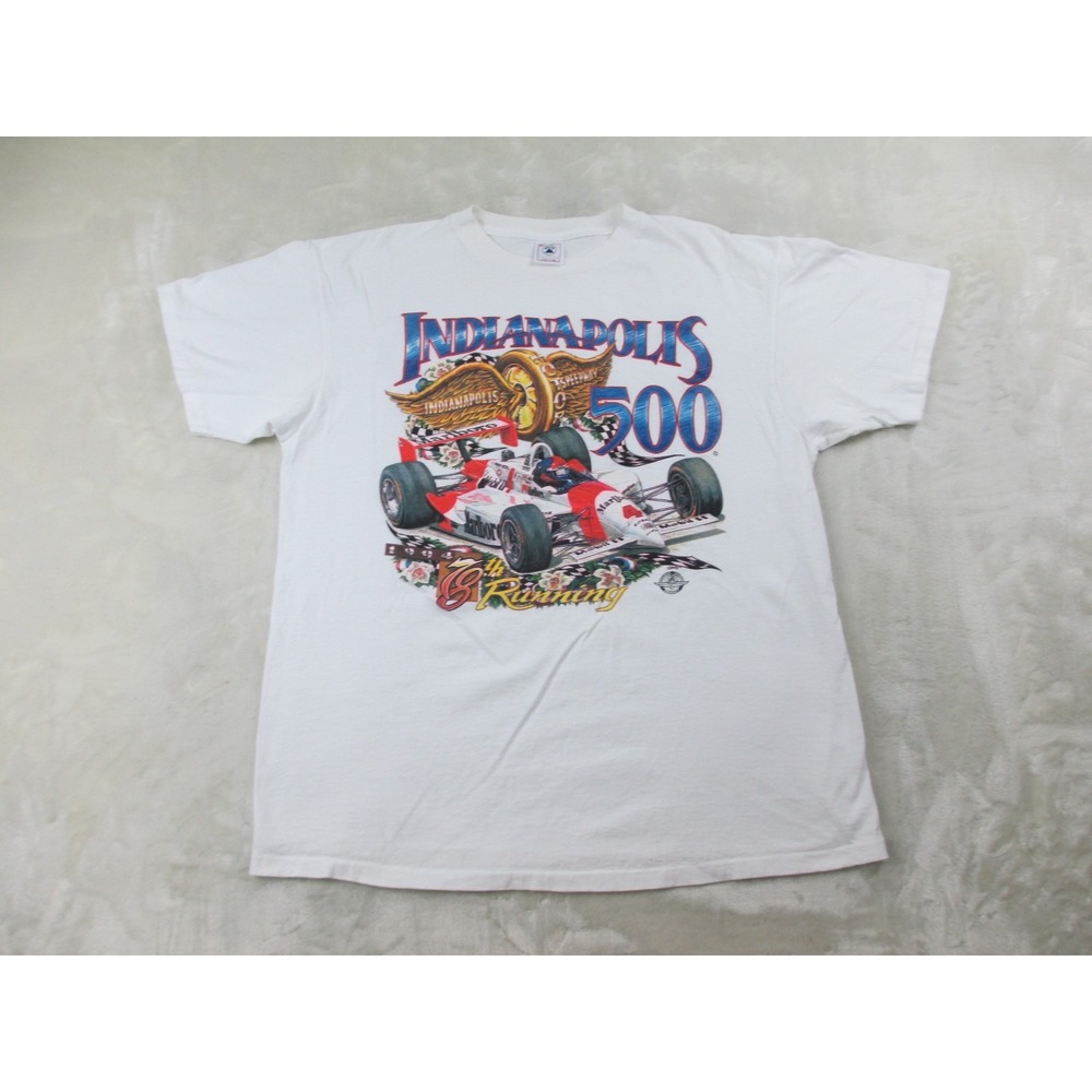 VINTAGE Indianapolis Motor Speedway Shirt Mens Extra Large White 78th Running*